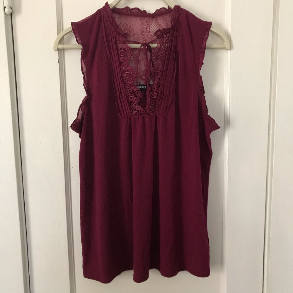 Express Berry Pink Lace Blouse - Size Medium